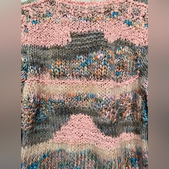 Vintage FINE FEATHERS Knitted By Hand  Wool Blend Women M Multicolor Bohemian - Picture 10 of 13